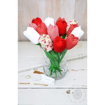 Piros-fehér textil tulipán