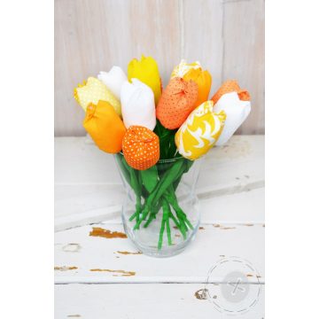 Narancs-sárga textil tulipán